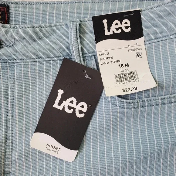 LEE | Mid Rise Short in Light Stripe sz 18M - Picture 3 of 8